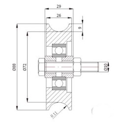 Metallrolle Ø 89mm für Tore für Rohr 1/2"