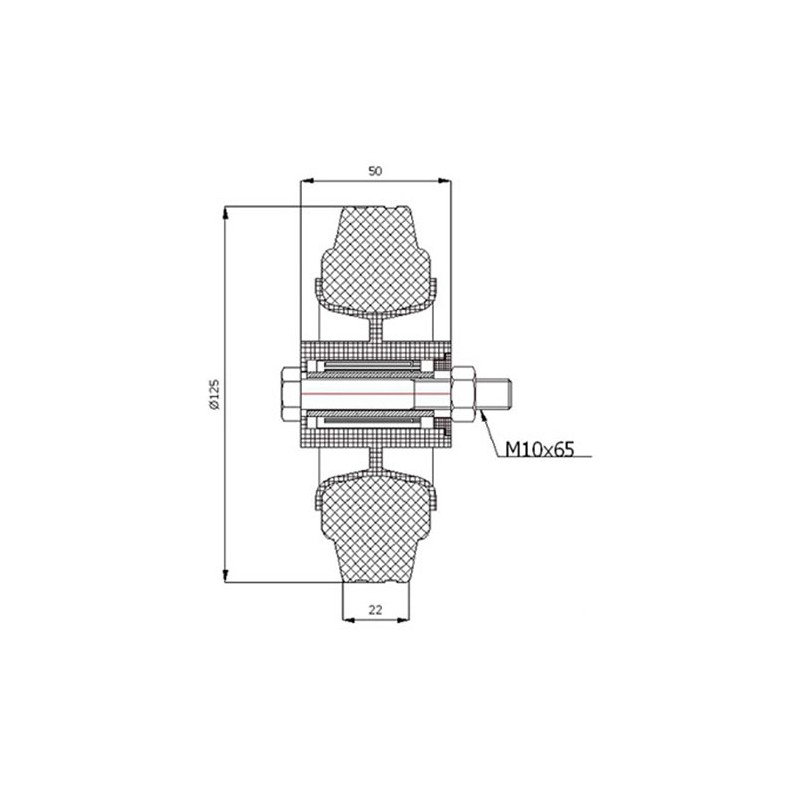 Kunststoffgummirad Ø 125 mm mit Montage-Set