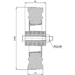 Kunststoffgummirad Ø 180 mm mit Montage-Set / 51T