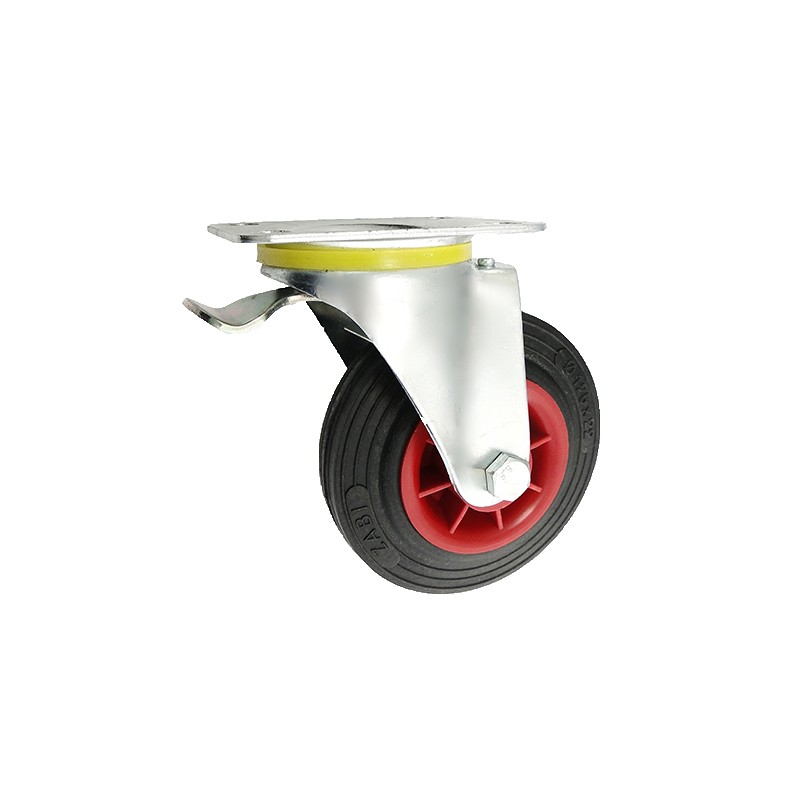 Kunststoffgummirad  Ø 125 mm in kippbaren Gehäusen mit Bremse