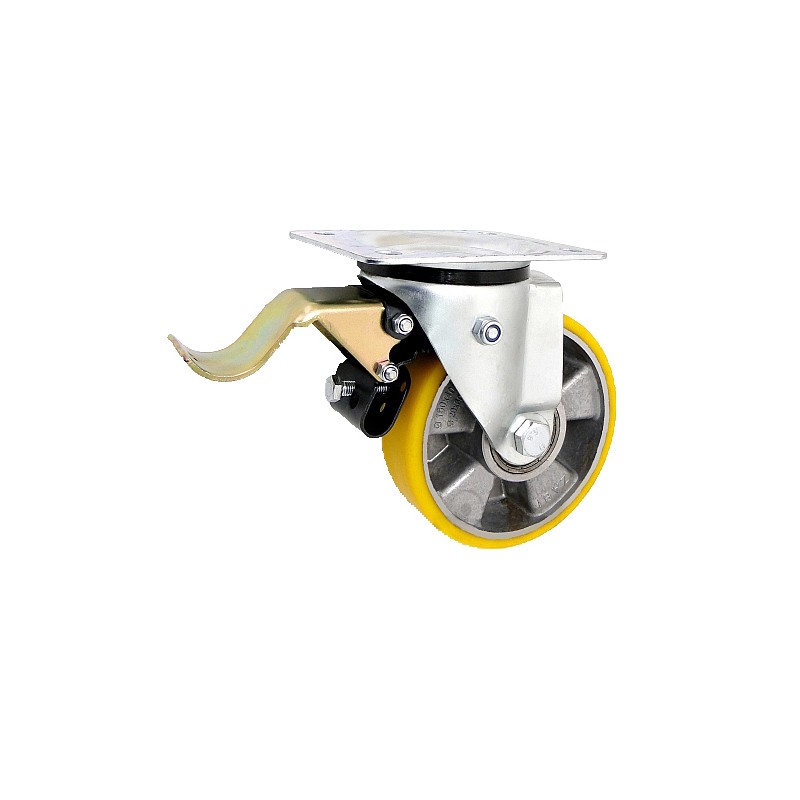 Aluminium-polyurethan-räder Ø 140 mm in kippbaren Gehäusen mit Bremse