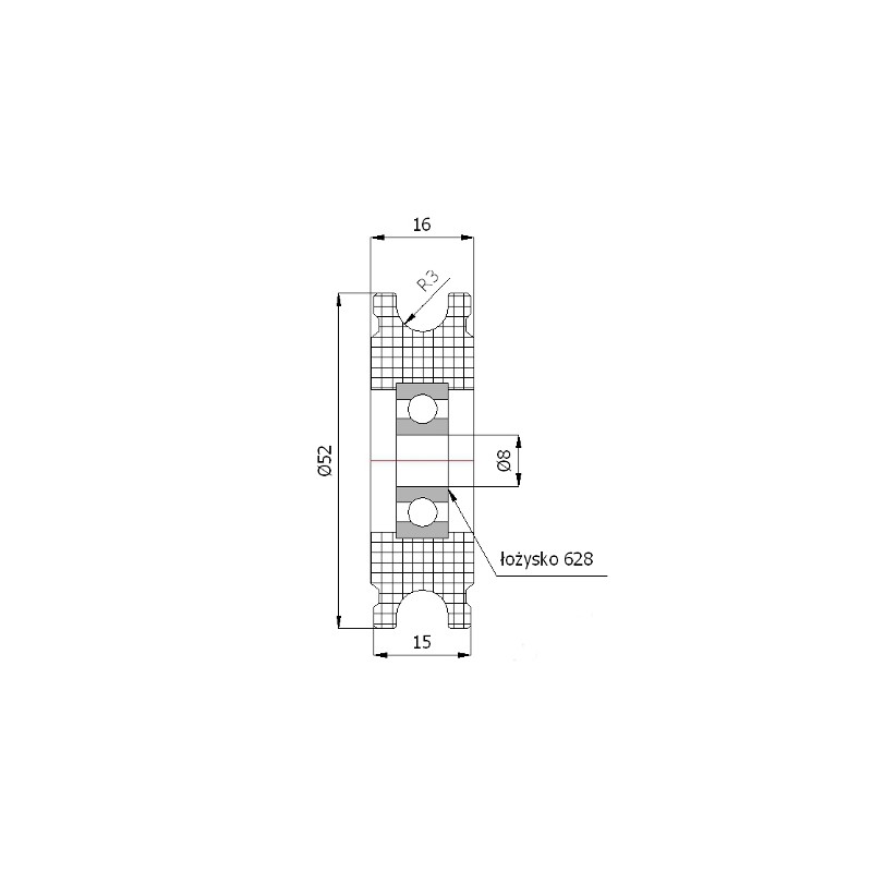 Seilrolle Ø 52mm für Seil 6mm