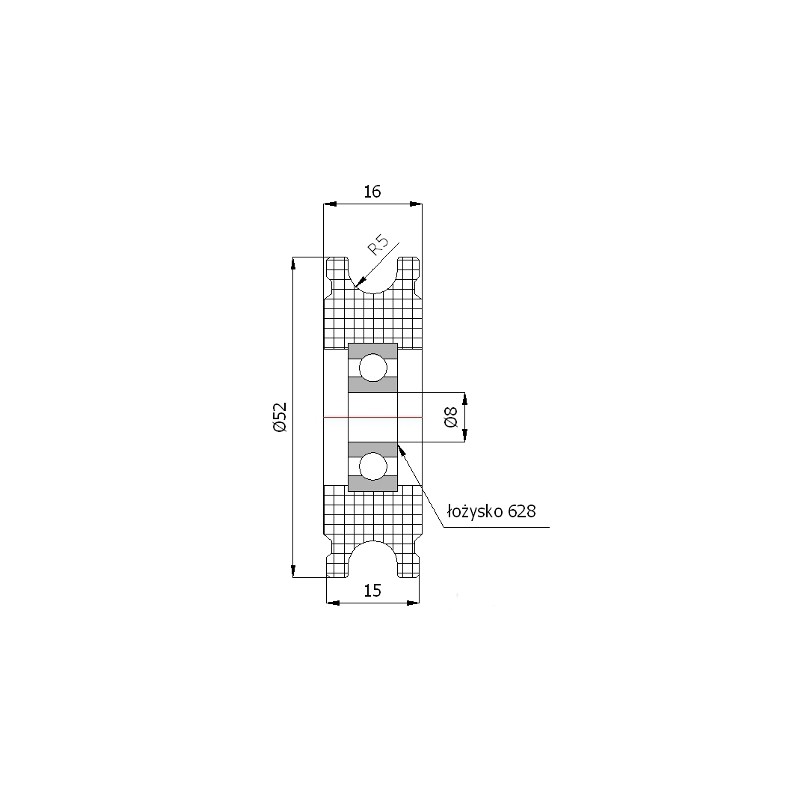 Seilrolle Ø 52mm für Seil 10mm
