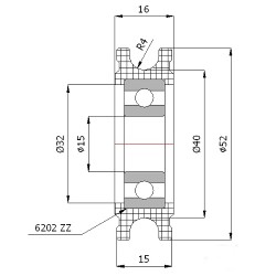 Seilrolle Ø 52mm für Seil 8mm