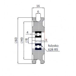 Seilrolle Ø 60mm für Seil 6mm