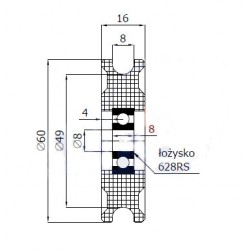Seilrolle Ø 60mm für Seil 8mm