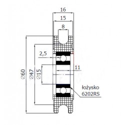 Seilrolle Ø 60mm für Seil 8mm