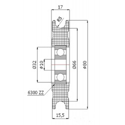 Seilrolle Ø 80mm für Seil 10mm