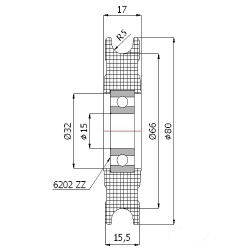 Seilrolle Ø 80mm für Seil 10mm