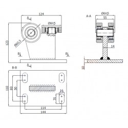 Rollenwagen mit 3 Rollen, ohne Höhenverstellung