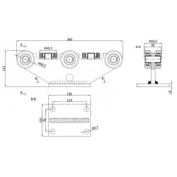 Rollenwagen mit 8 Rollen, ohne Höhenverstellung