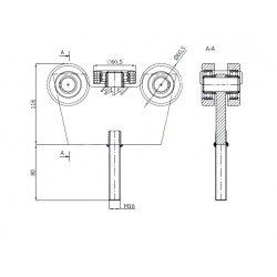 Rollenwagen mit 5 Rollen mit Flacheisen und der Schraube M16