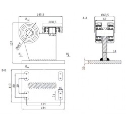Rollenwagen mit 3 Rollen, ohne Höhenverstellung
