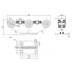 Rollenwagen mit 8 Rollen, ohne Höhenverstellung