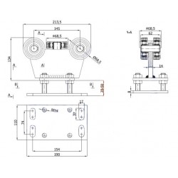 Rollenwagen mit 5 Rollen, nicht kippbar, mit Höhenverstellung