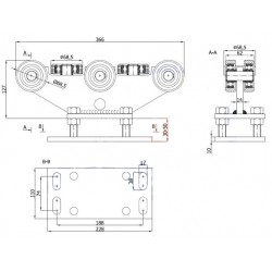 Rollenwagen mit 8 Rollen, nicht kippbar, mit Höhenverstellung