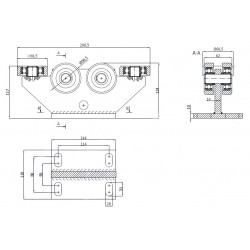 Rollenwagen mit 6 Rollen, kippbar, mit Höhenverstellung
