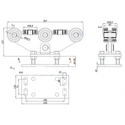 Rollenwagen mit 8 Rollen, kippbar, mit Höhenverstellung / WR-8T-80