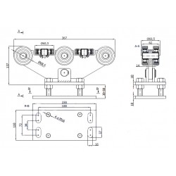 Rollenwagen mit 8 Rollen, kippbar, mit Höhenverstellung