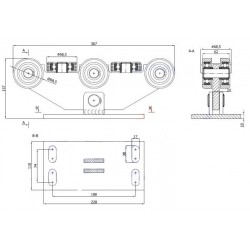 Rollenwagen mit 8 Rollen, kippbar, ohne Höhenverstellung