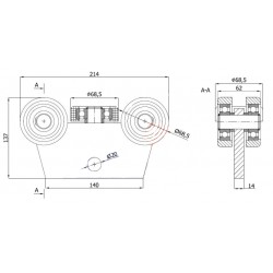 Rollenwagen mit 5 Rollen mit Flacheisen