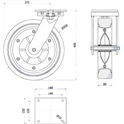 Metallgummirad Ø 300 mm in kippbaren Gehäusen