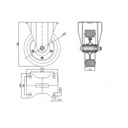 Metallgummirad Ø 160 mm in nicht-kippbaren Gehäusen/43N