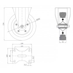 Metallgummirad Ø 200 mm in nicht-kippbaren Gehäusen