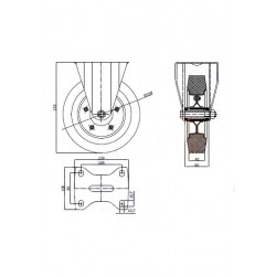 Metallgummirad Ø 200 mm in nicht-kippbaren Gehäusen