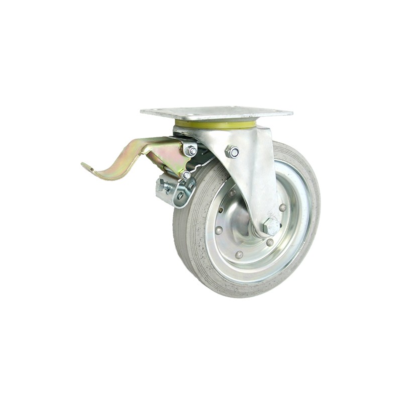 Metallgummirad Ø 200 mm in kippbaren Gehäusen mit Bremse