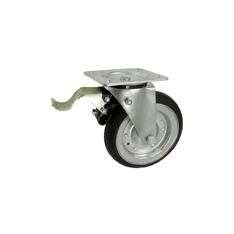 Metallgummirad Ø 200 mm in kippbaren Gehäusen mit Bremse