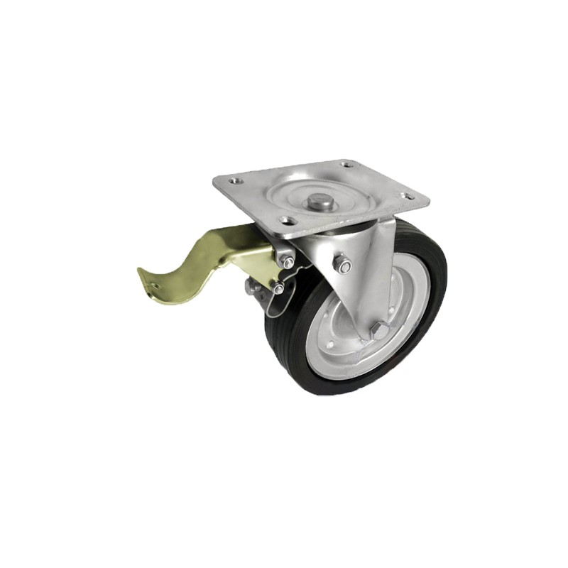 Metallgummirad Ø 200 mm in kippbaren Gehäusen mit Bremse