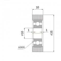 Polyamidrolle Ø 35mm mit Kugellager / R-35-10/10
