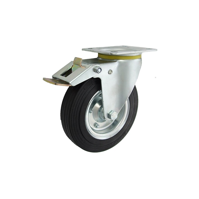 Metallgummirad Ø 200 mm in kippbaren Gehäusen mit Bremse/65NWH