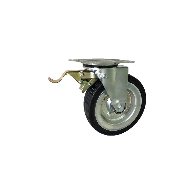 Metallgummirad Ø 250 mm in kippbaren Gehäusen mit Bremse