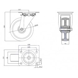 Polyamidräder Ø 160 mm in kippbaren Gehäusen