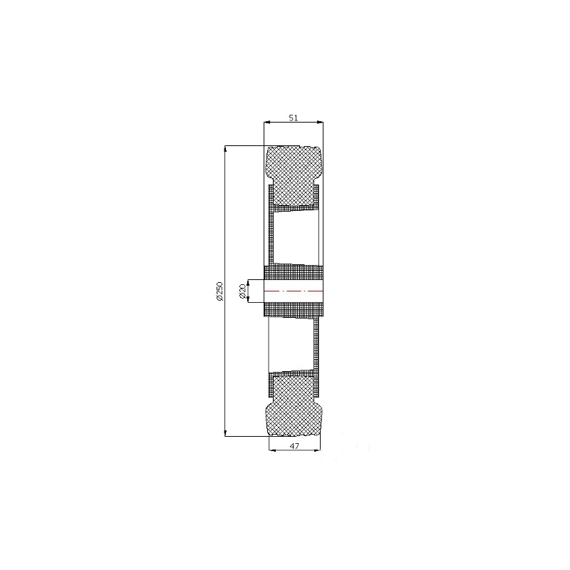 Kunststoffgummirad Ø 250 mm / Ø 20 mm  / 99TS/20