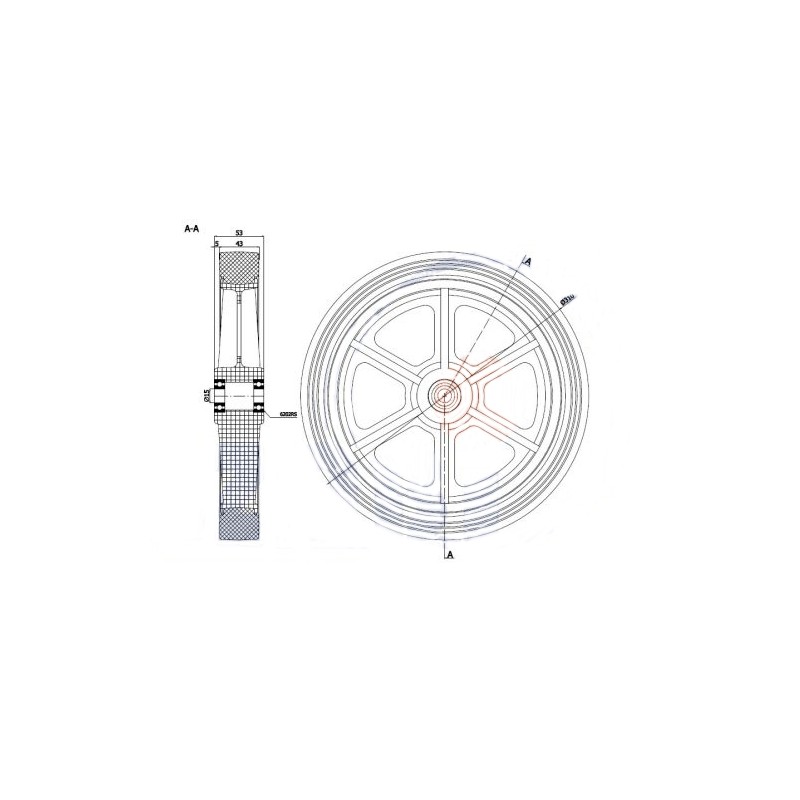 Kunststoffgummirad Ø 310 mm / Ø 17 mm