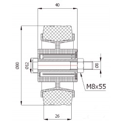Kunststoffgummirad Ø 80 mm mit Montage-Set