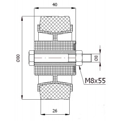 Kunststoffgummirad Ø 80 mm mit Montage-Set