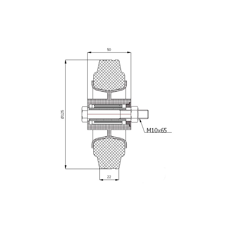Kunststoffgummirad Ø 125 mm mit Montage-Set