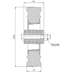 Kunststoffgummirad Ø 180 mm mit Montage-Set / 51TS