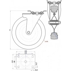 Kunststoffgummirad  Ø 250 mm in kippbaren Gehäusen