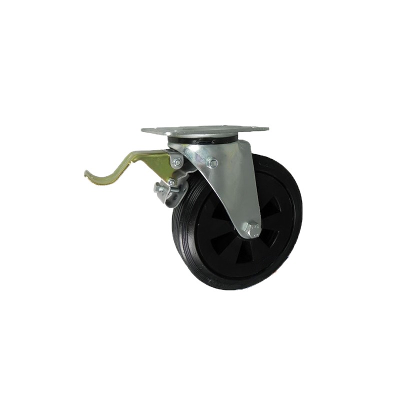 Kunststoffgummirad  Ø 200 mm in kippbaren Gehäusen mit Bremse