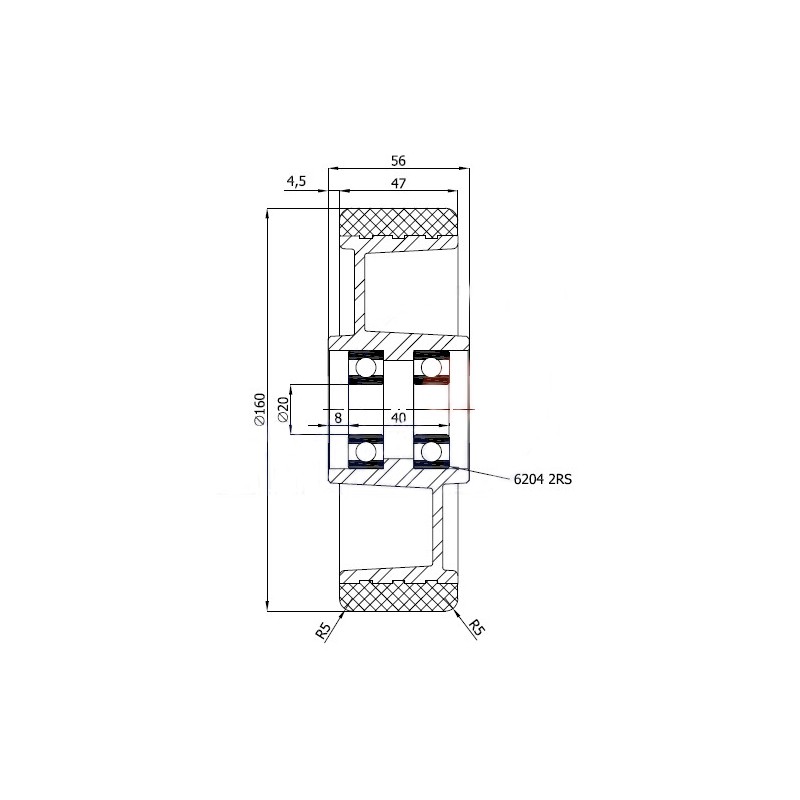 Aluminium-polyurethan-räder Ø 160 mm