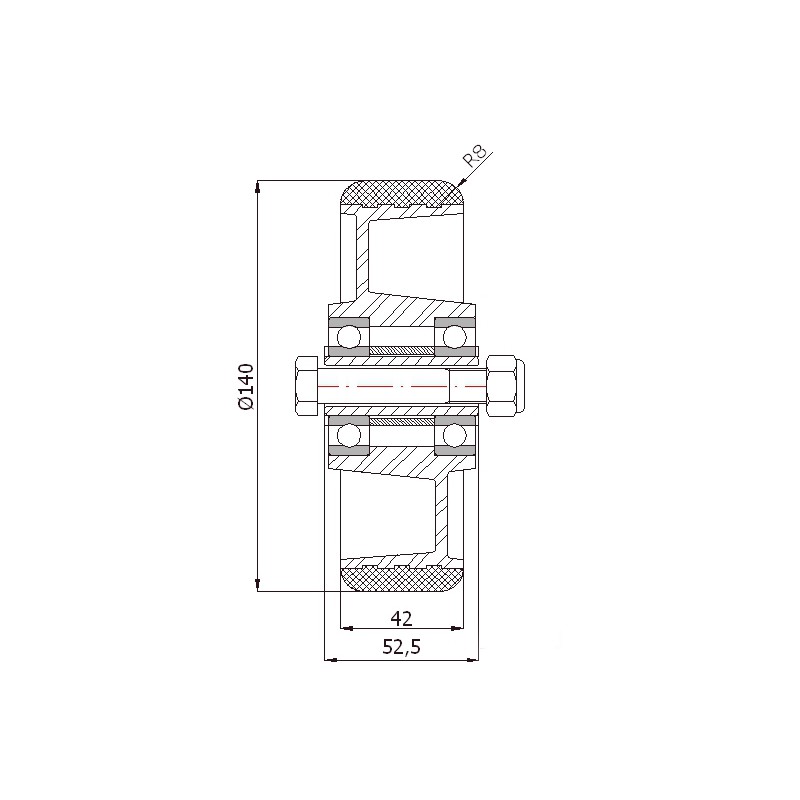 Aluminium-Polyurethan-Räder Ø 140 mm mit Montage-Set