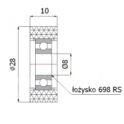Polyurethanrolle Ø 28mm mit Kugellager