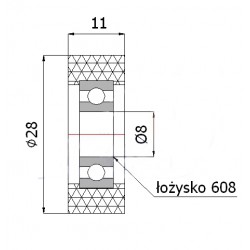Polyurethanrolle Ø 28mm mit Kugellager