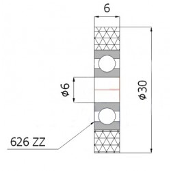 Polyurethanrolle Ø 30mm mit Kugellager
