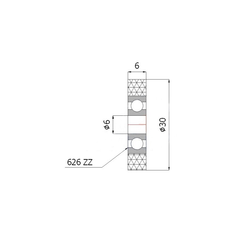 Polyurethanrolle Ø 30mm mit Kugellager